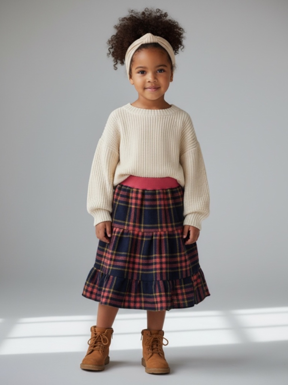 Skirt Flannel Girls 4 Midi Pink Plaid Ruffle Tier Colorful Mom and Pop's Kids
